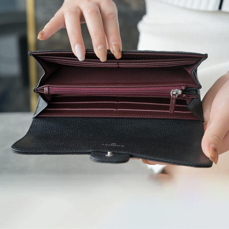 シャネル後払い 長財布 クラシック ロング フラップ ウォレット マトラッセ キャビアスキン ブラック A80758