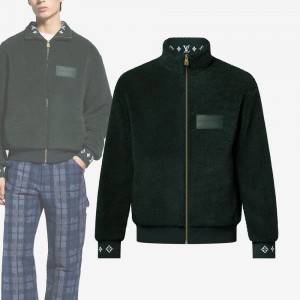 ルイヴィトン代引き レザーパッチフリースブルゾン 1AIIRB