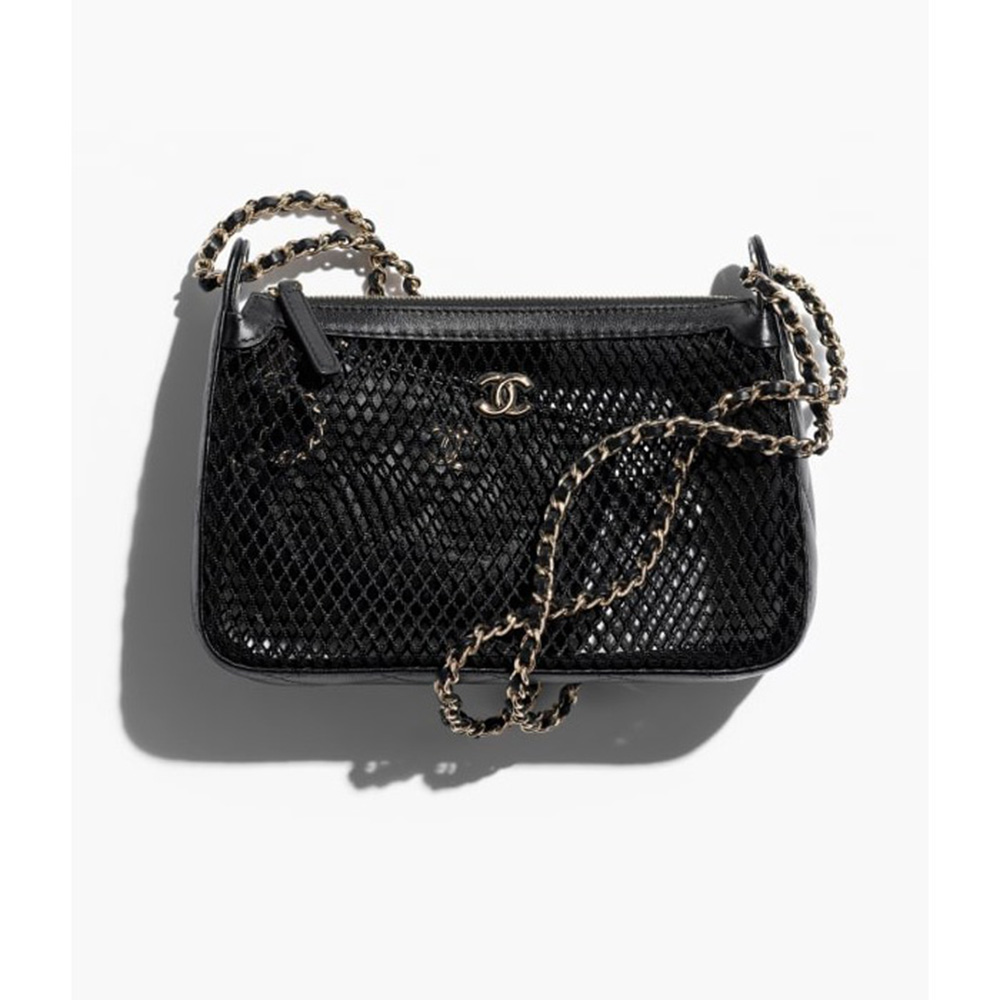 CHANEL チェーン クラッチ メッシュ バッグ AP4572 B20118 94305