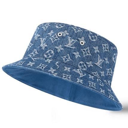 LOUIS VUITTON リバーシブル デニム ハット バケハ ブルーロゴ M78772