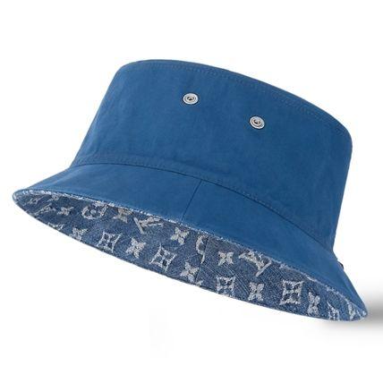 LOUIS VUITTON リバーシブル デニム ハット バケハ ブルーロゴ M78772
