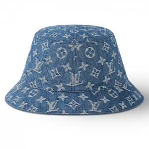 LOUIS VUITTON リバーシブル デニム ハット バケハ ブルーロゴ M78772