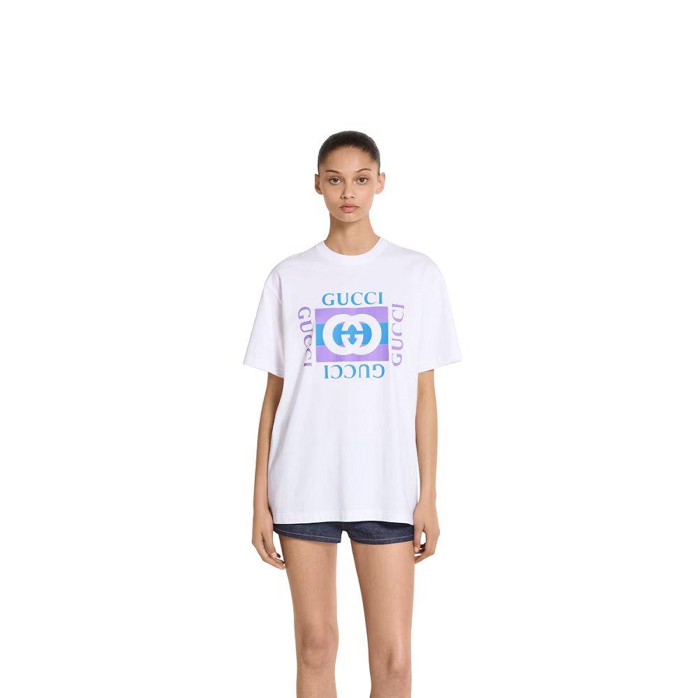 グッチ プリント コットンジャージー Tシャツ  ‎837959 XJHG9 9081