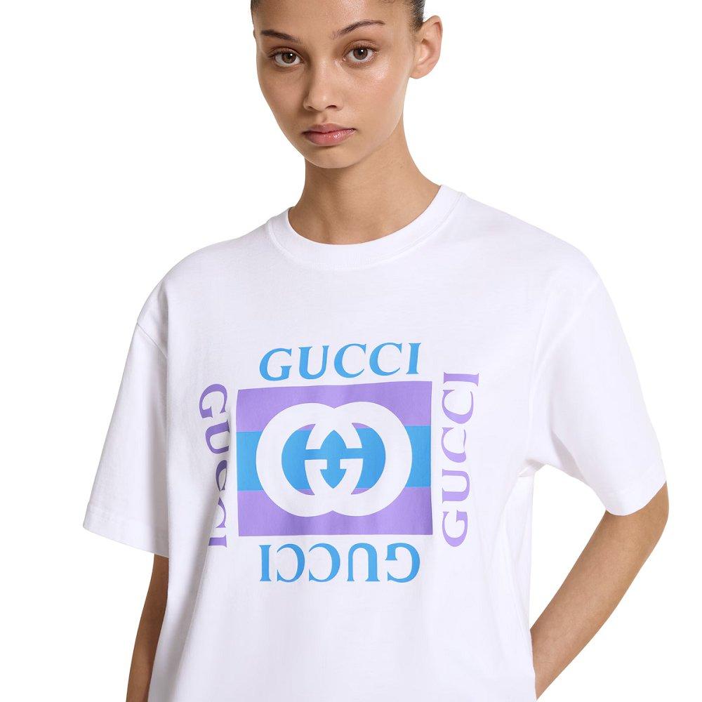 グッチ プリント コットンジャージー Tシャツ  ‎837959 XJHG9 9081