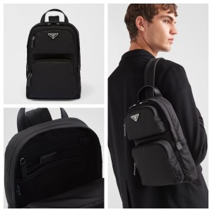 プラダ リュック Re-Nylon xサフィアーノレザー ワンショルダーバックパック 2VZ105_2DMG_F0002