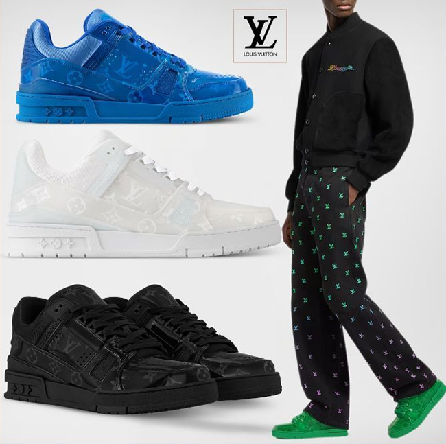 ルイヴィトン メンズ Trainer スニーカー グリーン ブルー モノグラム 1AHDJI 1AHDIY 1AHDKM 1AHDK2