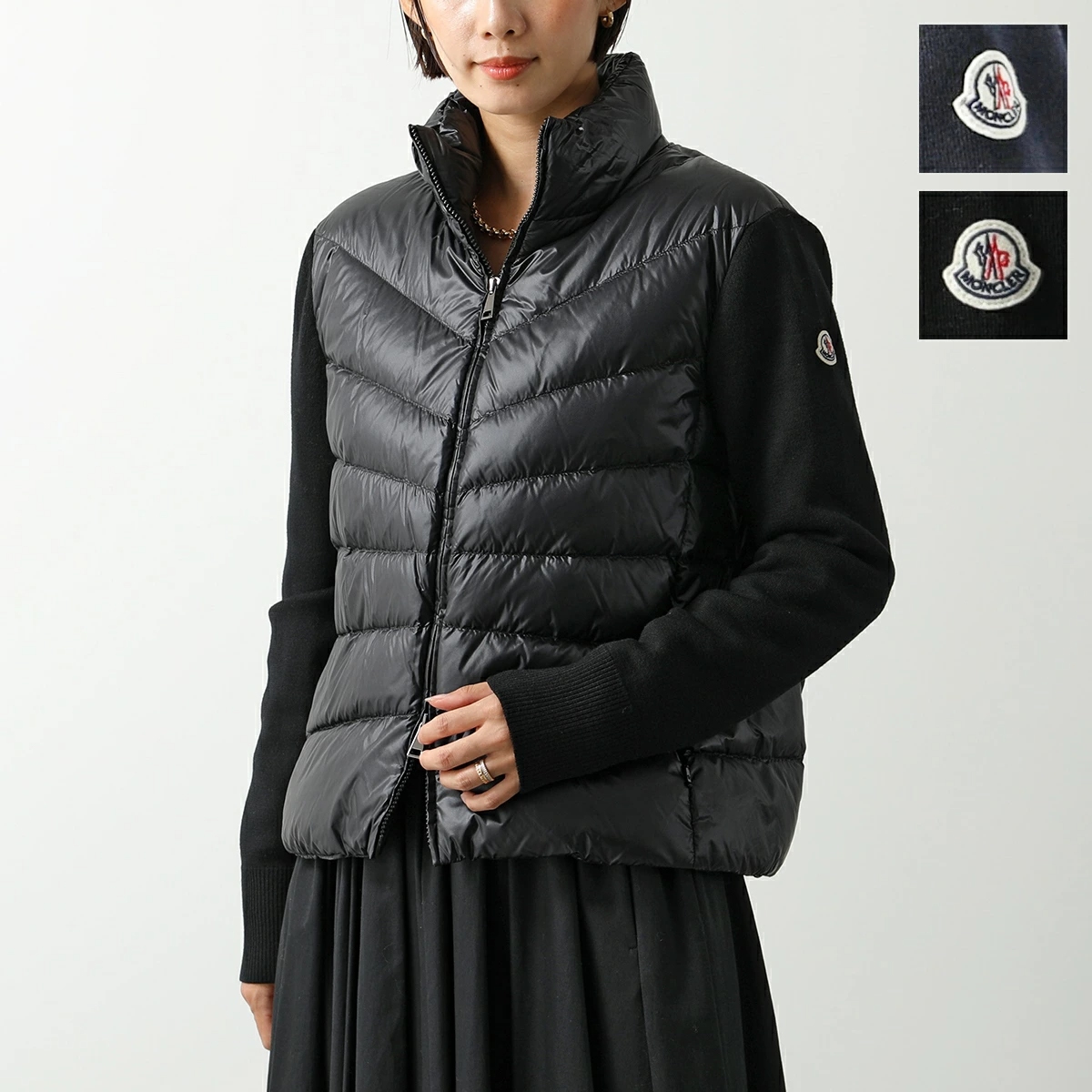 モンクレール ニットブルゾン CARDIGAN TRICOT トリコ レディース ダウン切替 ナイロン×ウール ジップアップジャケット  9B00012 M1131