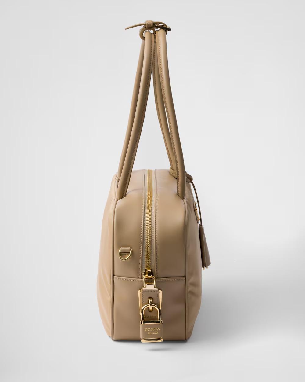 プラダ パドロック付 ミディアム Re-Nylon xレザー トップハンドルバッグ 1BB132 1BB131_2C8Q