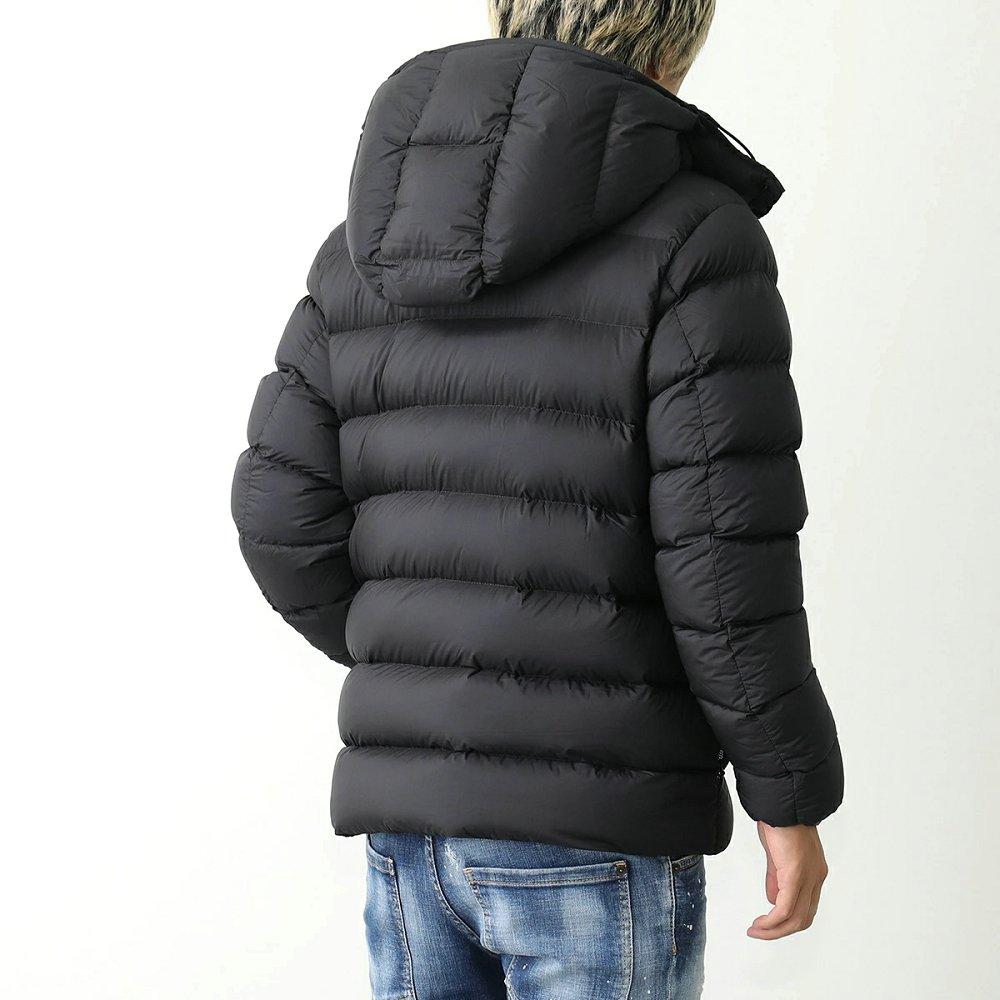 モンクレール マットブラック ダウンジャケット UME ウメ JACKET メンズ ナイロン ロゴ ショート丈 軽量 フード付き 1A00034 596K7 999
