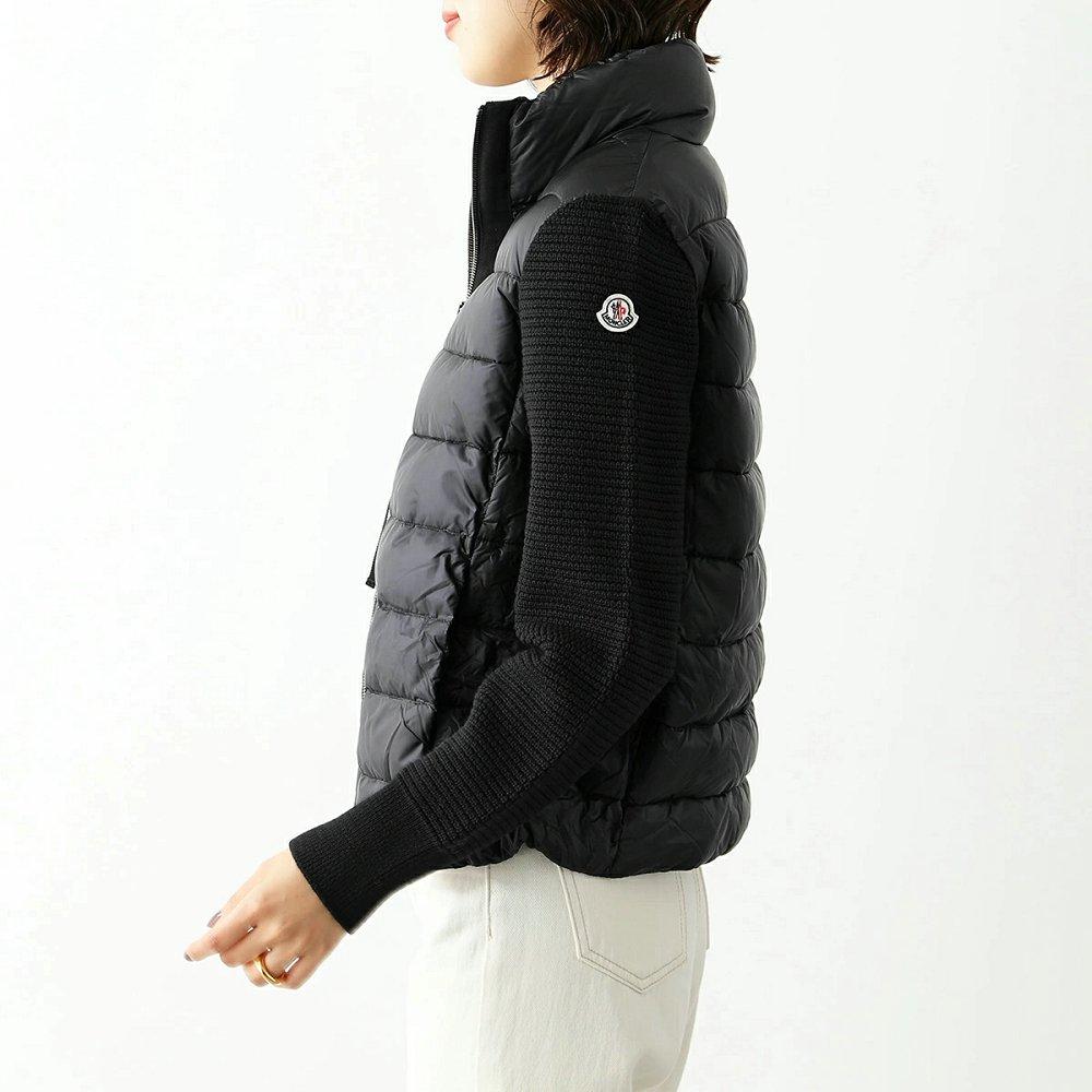 モンクレール ダウンジャケット MAGLIONE TRICOT CARDIGAN レディース ナイロン ニット 切り替え ロゴ 9455700 A9018 999