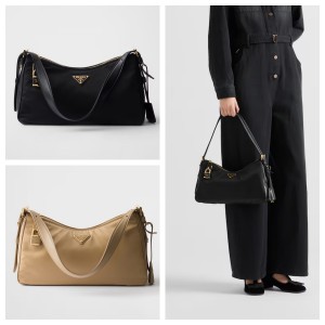 プラダ エメ パドロック付 ラージ Re-Nylon xレザー ショルダーバッグ 1BC232_2C8Q