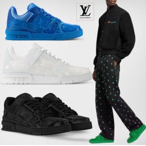 ルイヴィトン メンズ Trainer スニーカー グリーン ブルー モノグラム 1AHDJI 1AHDIY 1AHDKM 1AHDK2