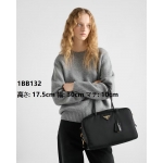 プラダ パドロック付 ミディアム Re-Nylon xレザー トップハンドルバッグ 1BB132 1BB131_2C8Q