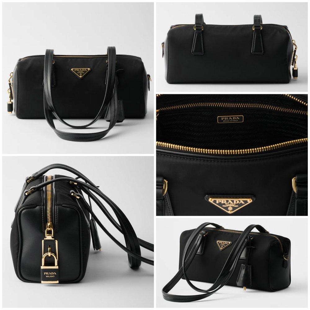PRADA ミディアム Re-Nylon xレザー トップハンドルバッグ 1BB127_2C8Q