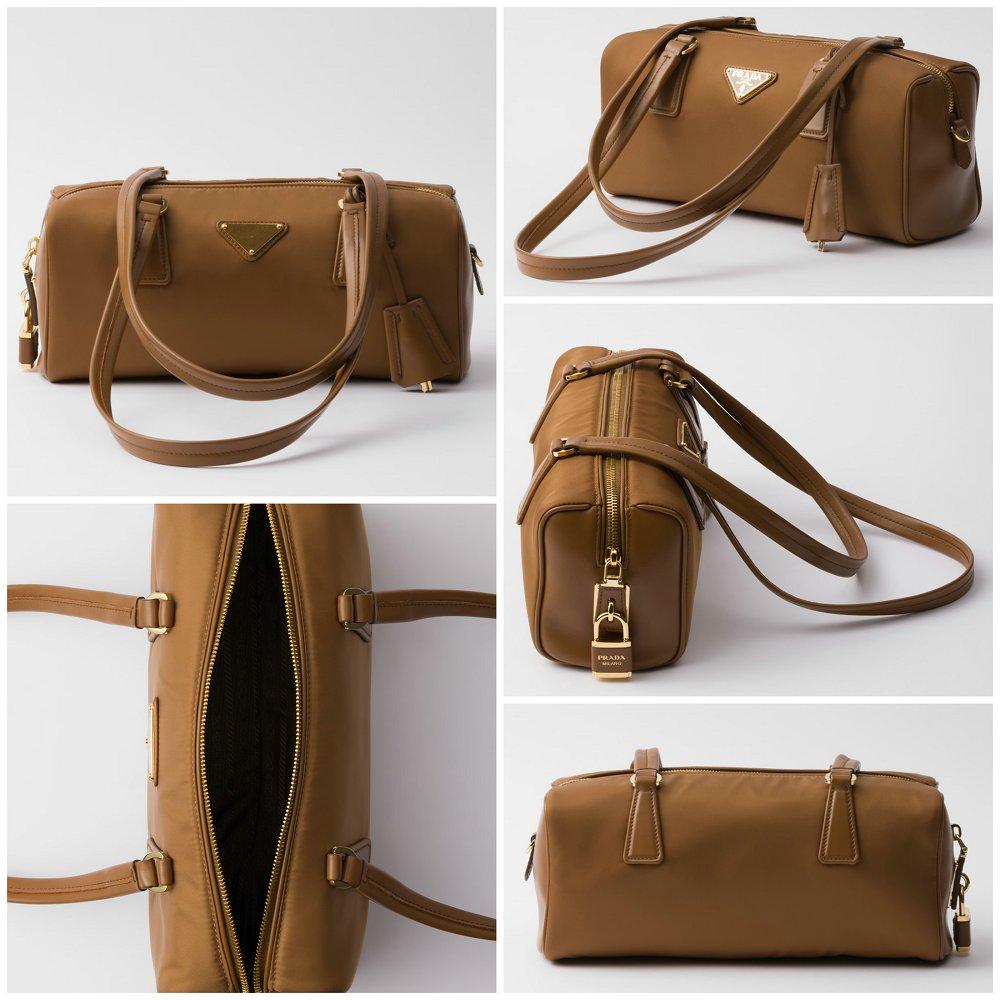 PRADA ミディアム Re-Nylon xレザー トップハンドルバッグ 1BB127_2C8Q