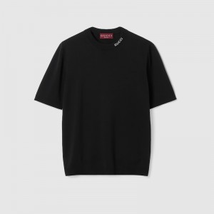 GUCCI インターシャ シルクコットン Tシャツ 787736 XKD2A 1070