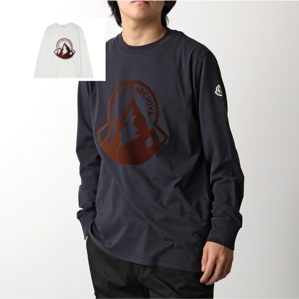 モンクレール Tシャツ メンズ 長袖 ロンT カットソー ロゴ コットン クルーネック 8D00016 89AHD 778