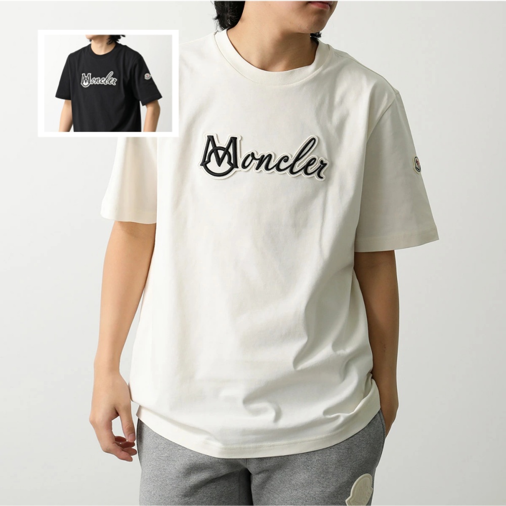 モンクレール Tシャツ メンズ クルーネック 半袖 カットソー ロゴT コットン 立体ロゴ刺繍パッチ 8C00011 89AJS