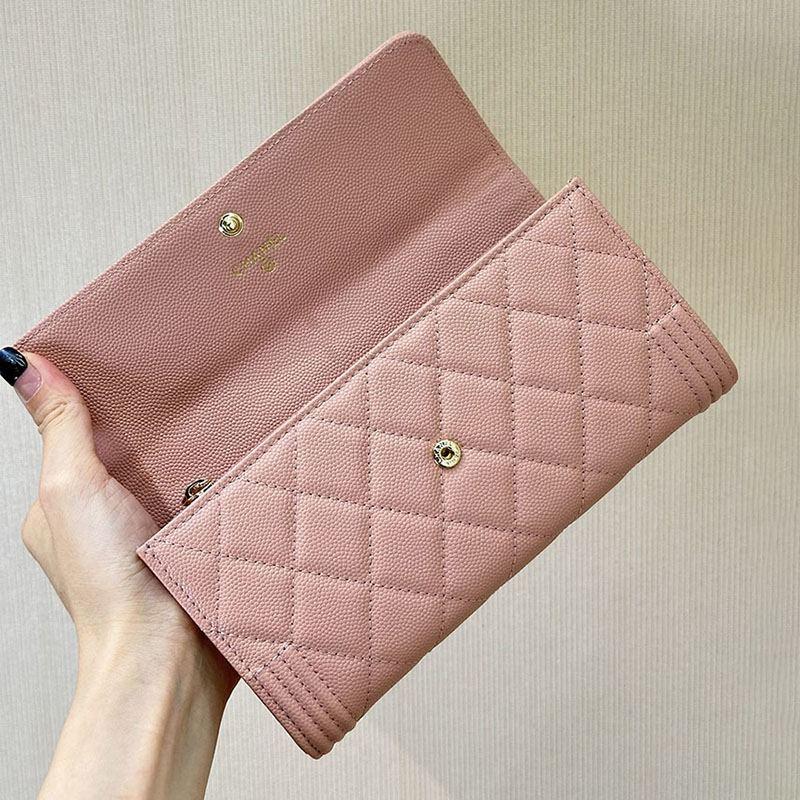 シャネル ボーイシャネル マトラッセ フラップ 長財布 キャビアスキ A80286