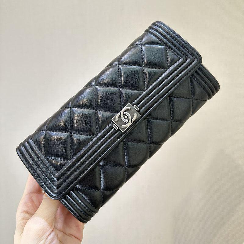 シャネル ボーイシャネル ロング フラップウォレット キャビアスキン 2つ折り長財布 A80286 B01490 94305