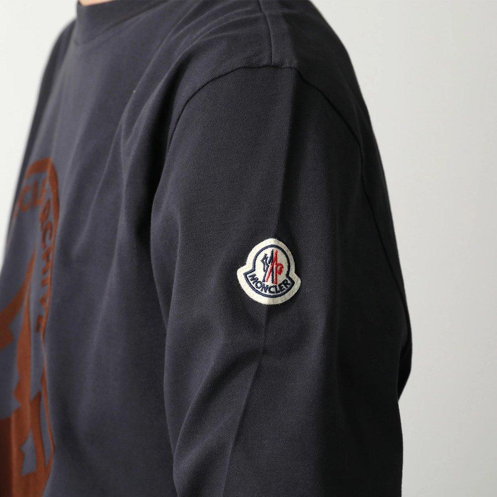 モンクレール Tシャツ メンズ 長袖 ロンT カットソー ロゴ コットン クルーネック 8D00016 89AHD 778