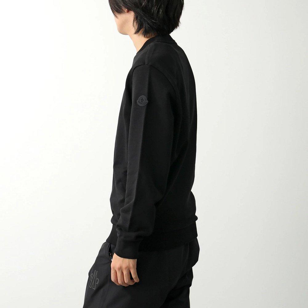 モンクレール マットブラック スウェットシャツ メンズ クルーネック 刺繍ロゴ コットン 8G00040 809KR 999