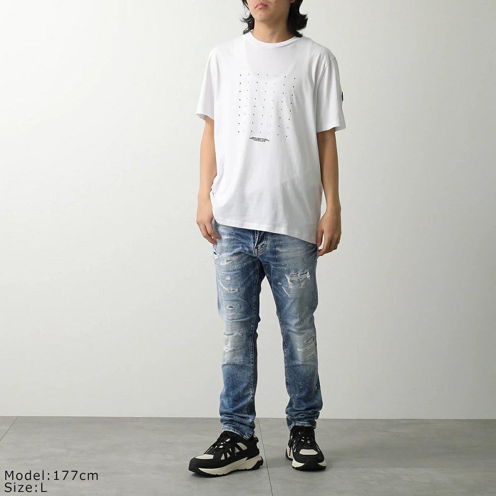 モンクレール Tシャツ メンズ 半袖 カットソー クルーネック コットン ロゴ ラバーパッチ 8C00022 829H8