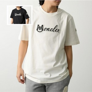 モンクレール Tシャツ メンズ クルーネック 半袖 カットソー ロゴT コットン 立体ロゴ刺繍パッチ 8C00011 89AJS