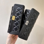 シャネル ボーイシャネル ロング フラップウォレット キャビアスキン 2つ折り長財布 A80286 B01490 94305