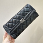 シャネル ボーイシャネル ロング フラップウォレット キャビアスキン 2つ折り長財布 A80286 B01490 94305