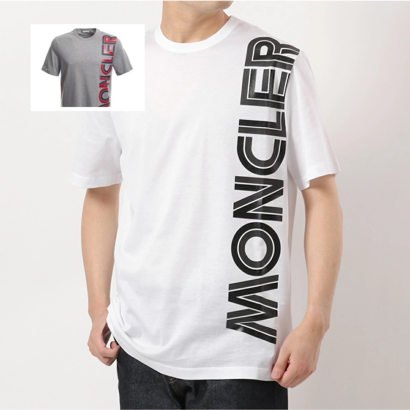 モンクレール 半袖Tシャツ メンズ クルーネック カットソー ロゴT プリント コットン 8C76010 8390Y