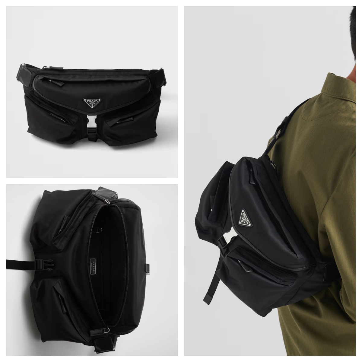 プラダ Re-Nylon xレザー ショルダーバッグ 2VH175_2DW3_F0002