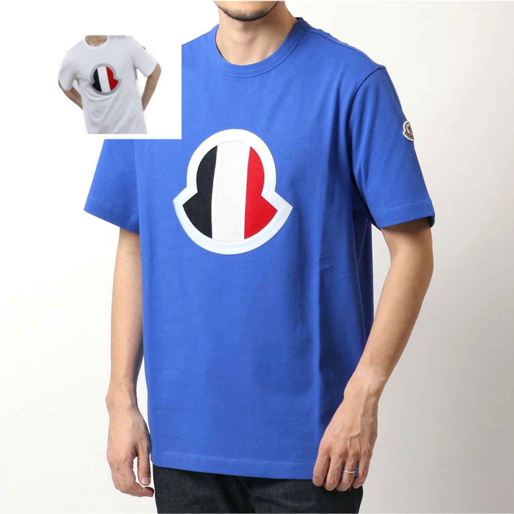 モンクレール MAGLIA T-SHIRT クルーネック 半袖 Tシャツ カットソー トリコロールカラー メッシュ 8C7B440 8390T