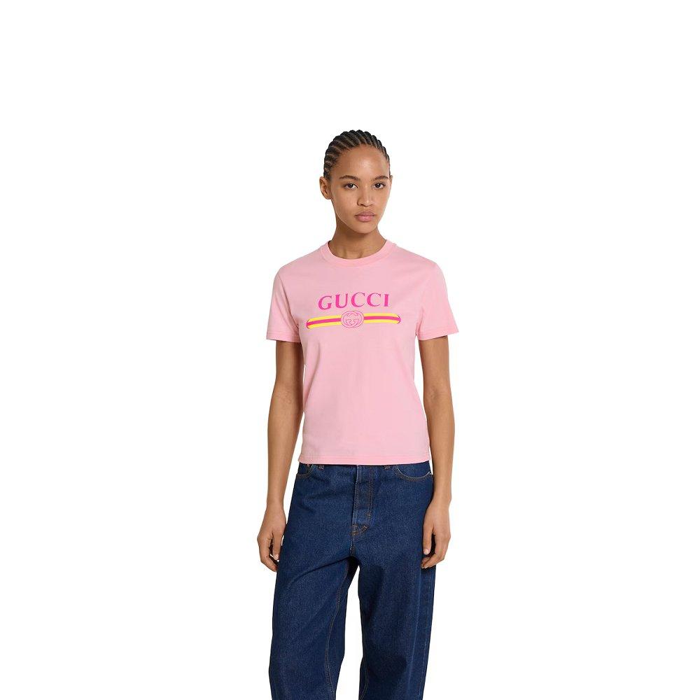 グッチ プリント コットンジャージー Tシャツ 838011 XJHG5 5033