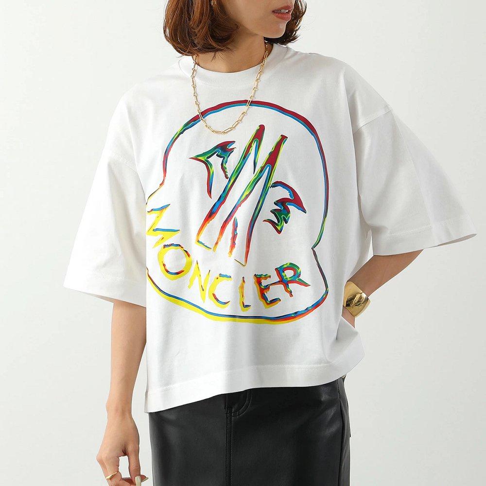 モンクレール Tシャツ レディース 半袖 カットソー ロゴT クルーネック オーバーサイズ コットン 8C00026 899SP