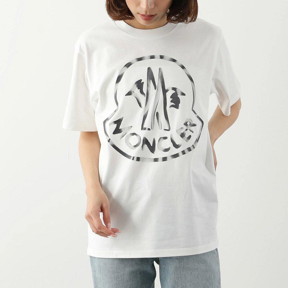 モンクレール 半袖 Tシャツ レディース コットン メタルロゴ ロゴT クルーネック オーバーサイズ 8C00018 899WS