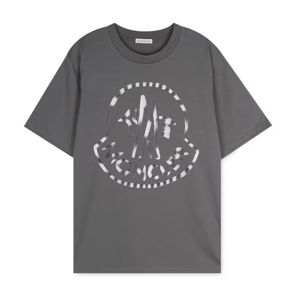 モンクレール 半袖 Tシャツ レディース コットン メタルロゴ ロゴT クルーネック オーバーサイズ 8C00018 899WS