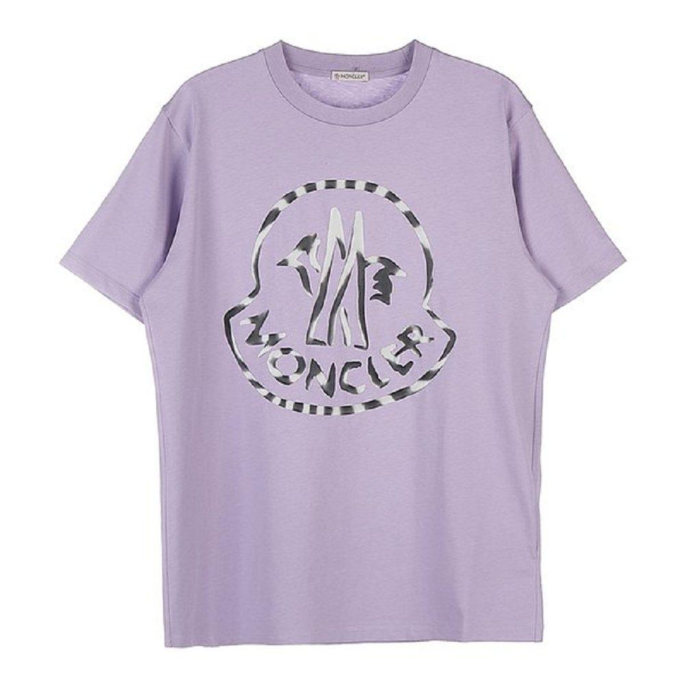 モンクレール 半袖 Tシャツ レディース コットン メタルロゴ ロゴT クルーネック オーバーサイズ 8C00018 899WS