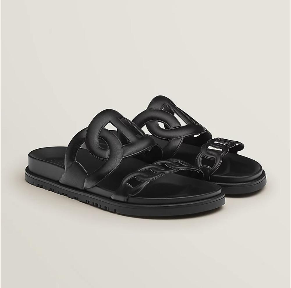 HERMES Extra シェーヌダンクル フラットサンダル H222302Z 02360