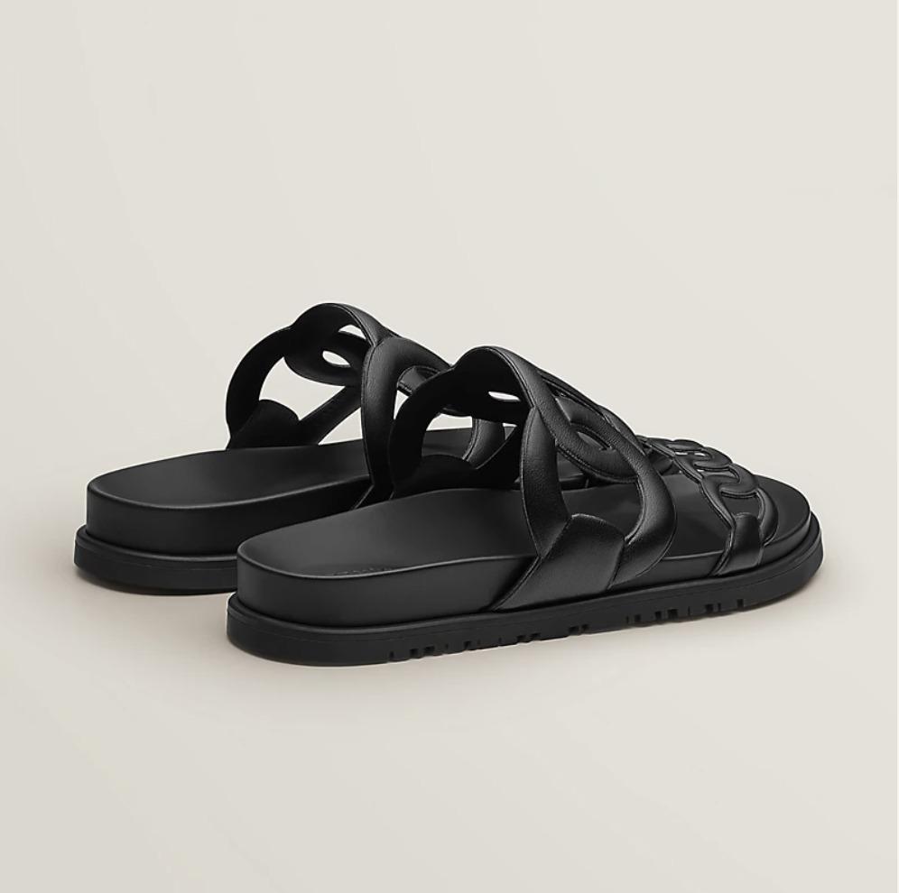 HERMES Extra シェーヌダンクル フラットサンダル H222302Z 02360