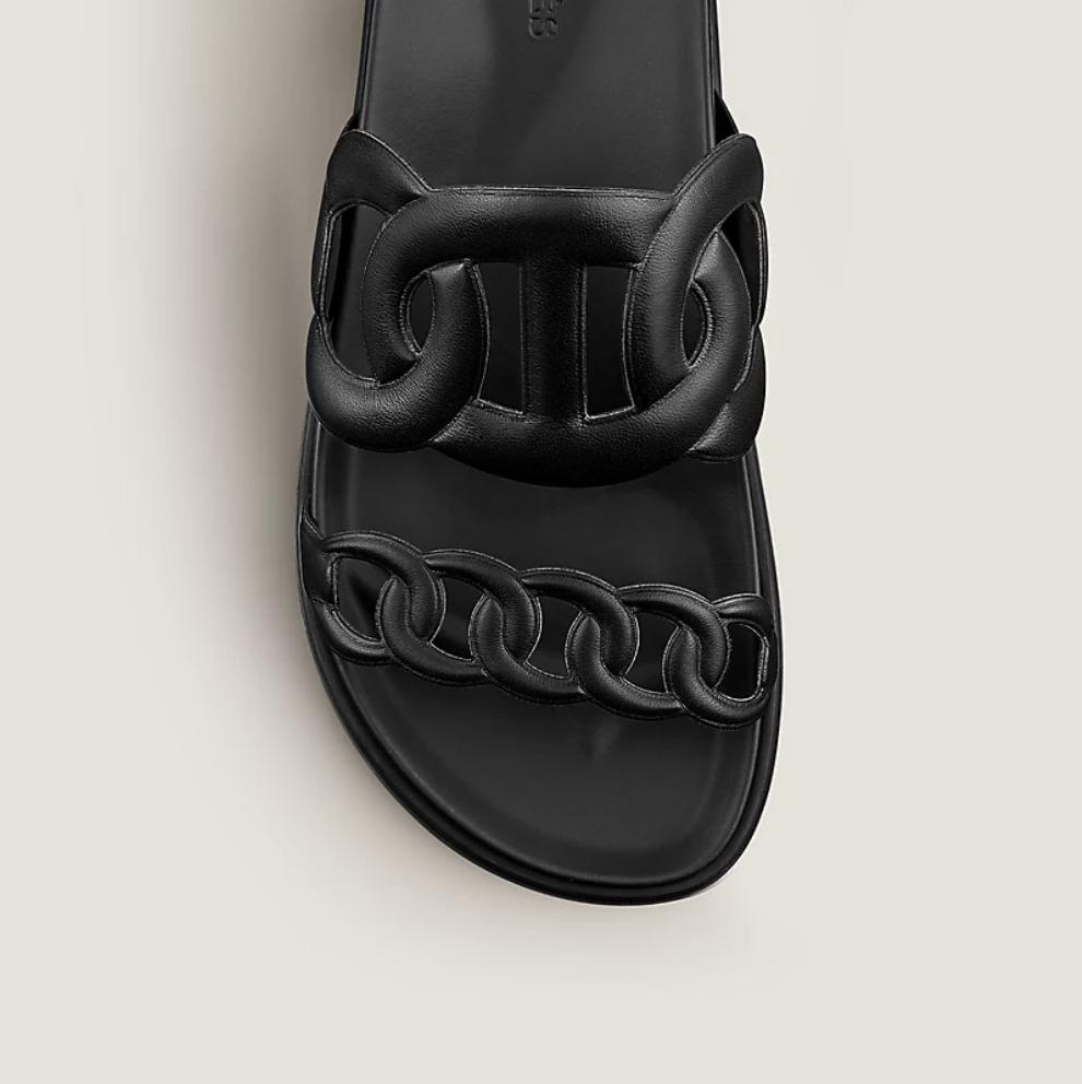 HERMES Extra シェーヌダンクル フラットサンダル H222302Z 02360