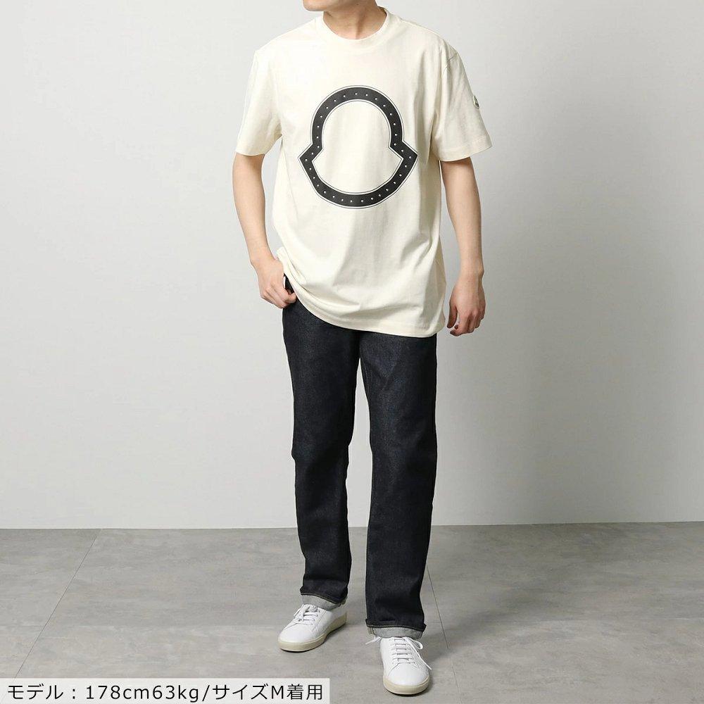 モンクレール 半袖 Tシャツ メンズ カットソー スタッズ装飾 アイコンパッチ クルーネック コットン 8C00015 8390T