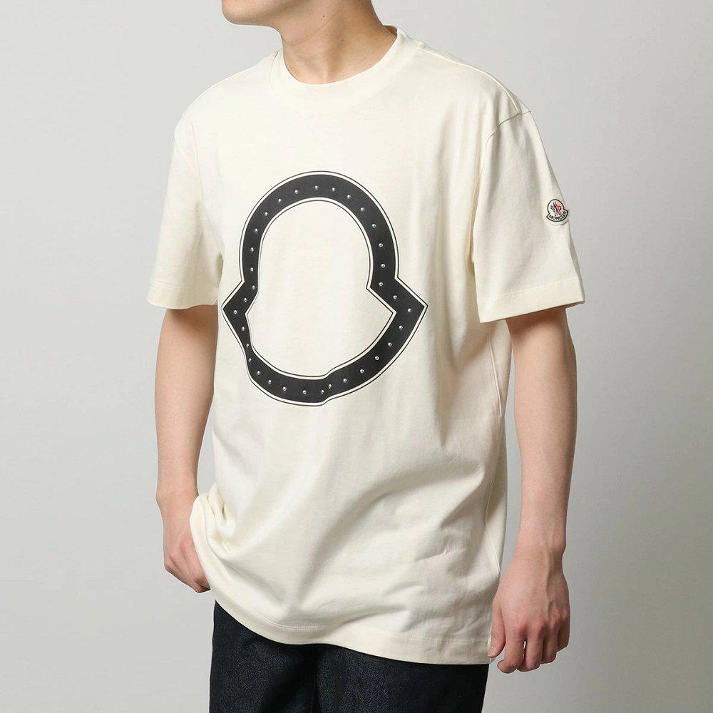 モンクレール 半袖 Tシャツ メンズ カットソー スタッズ装飾 アイコンパッチ クルーネック コットン 8C00015 8390T