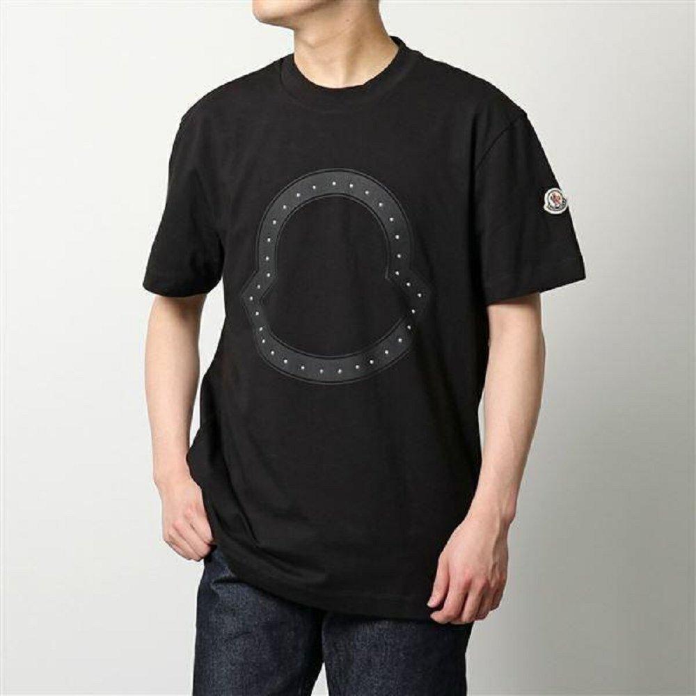 モンクレール 半袖 Tシャツ メンズ カットソー スタッズ装飾 アイコンパッチ クルーネック コットン 8C00015 8390T