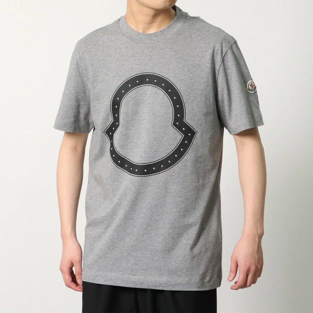 モンクレール 半袖 Tシャツ メンズ カットソー スタッズ装飾 アイコンパッチ クルーネック コットン 8C00015 8390T