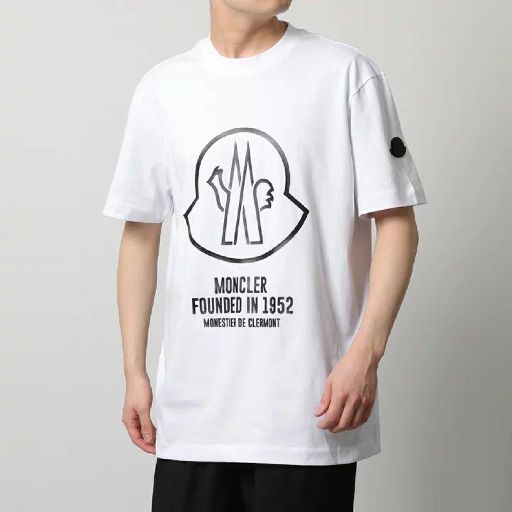 モンクレール 半袖 Tシャツ メンズ カットソー ロゴT ラバーアイコンパッチ クルーネック コットン 8C00029 8390T