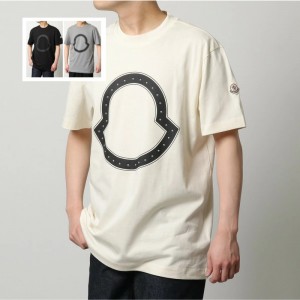 モンクレール 半袖 Tシャツ メンズ カットソー スタッズ装飾 アイコンパッチ クルーネック コットン 8C00015 8390T