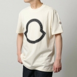 モンクレール 半袖 Tシャツ メンズ カットソー スタッズ装飾 アイコンパッチ クルーネック コットン 8C00015 8390T