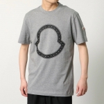 モンクレール 半袖 Tシャツ メンズ カットソー スタッズ装飾 アイコンパッチ クルーネック コットン 8C00015 8390T