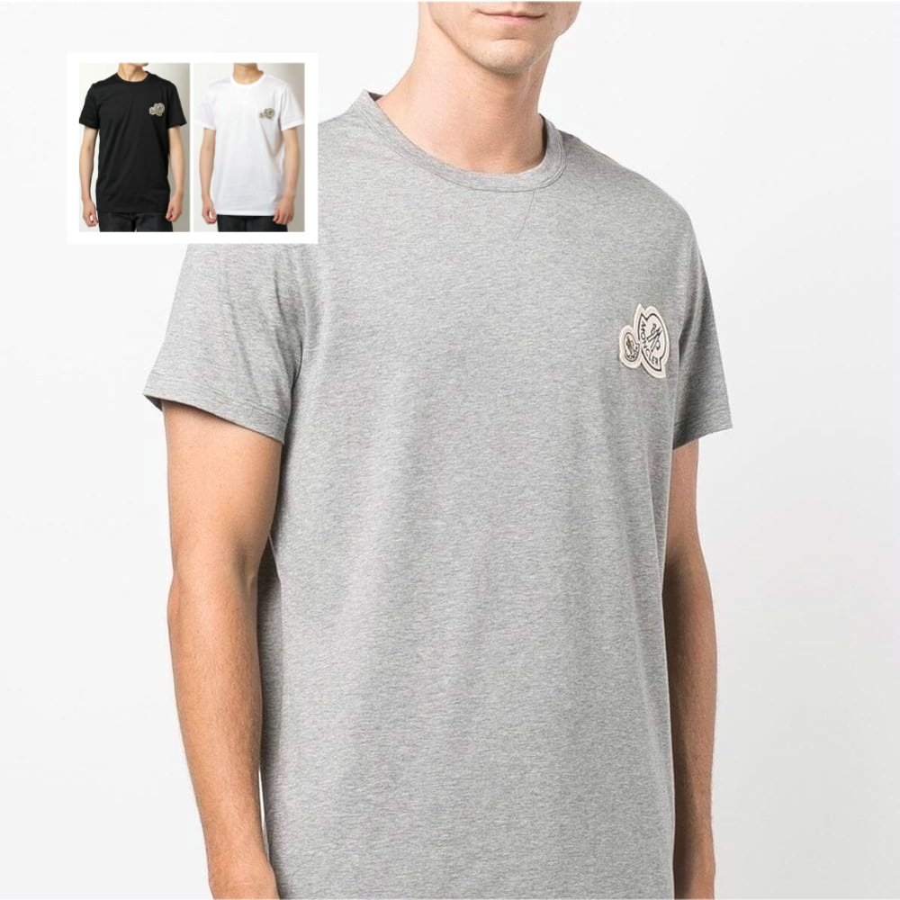 モンクレール クルーネック 半袖 Tシャツ カットソー アイコンパッチ コットン 8C00076 8390Y 